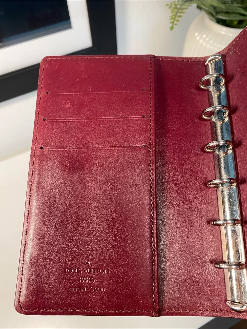 Vintage Louis Vuitton Matte Vernis Agenda PM In Burgundy COA - Picture 12 of 12